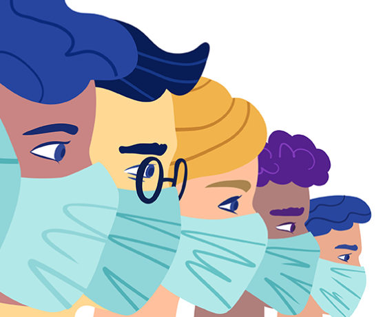 Masked faces vector image