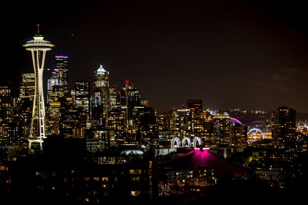 Seattle skyline at night